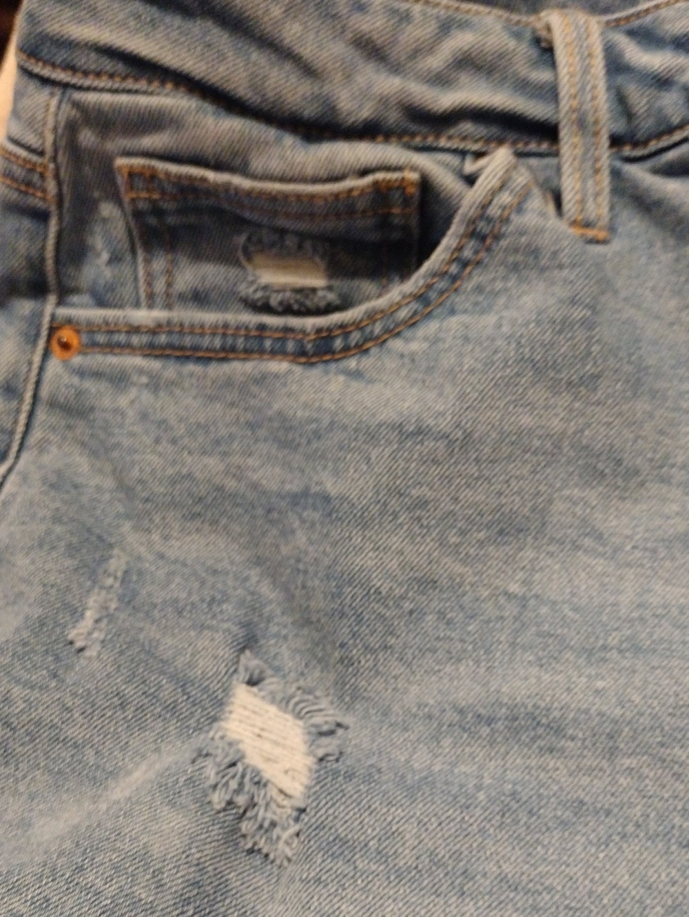 Terra & Sky Faded Light Blue Distressed Denim Shorts